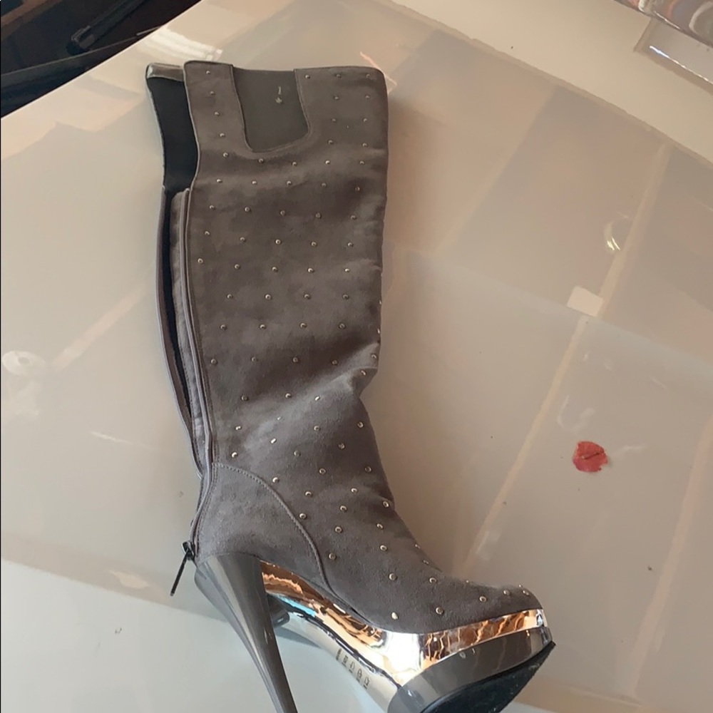 Sexy extra high thigh suede bling boots. Worn once